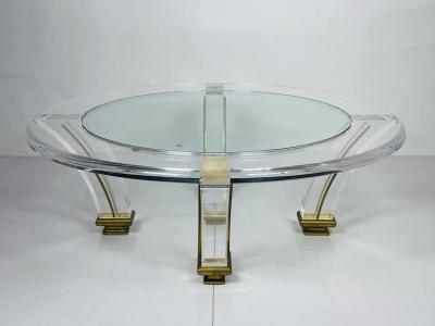 Vintage Lucite Brass Coffee Table