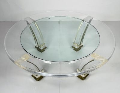Vintage Lucite Brass Coffee Table