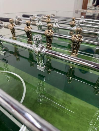 Vintage Lucite Crystal Glass Foosball Table Italy 1970s