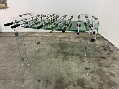 Vintage Lucite Crystal Glass Foosball Table Italy 1970s