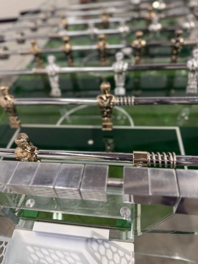 Vintage Lucite Crystal Glass Foosball Table Italy 1970s