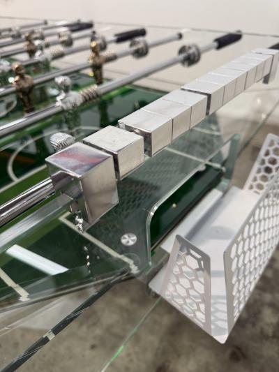 Vintage Lucite Crystal Glass Foosball Table Italy 1970s