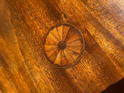 Vintage Mahogany Tilt Top Queen Anne Style Table with Inlay