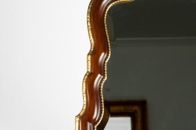 Vintage Mahogany Wood Framed Hanging Wall Mirror