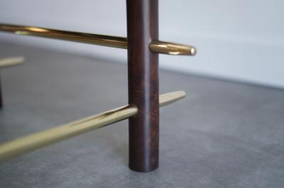 Vintage Mahogany and Brass Coffee Table C 1950s