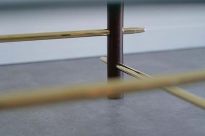 Vintage Mahogany and Brass Coffee Table C 1950s