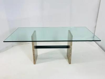 Vintage Marble Glass Dining Table Italy 1980s 
