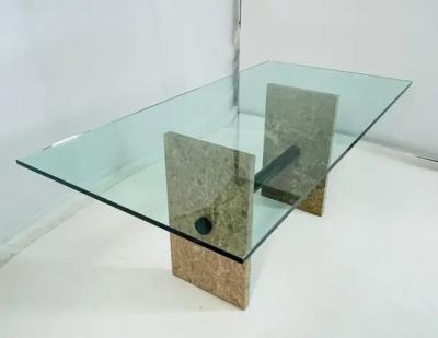Vintage Marble Glass Dining Table Italy 1980s 