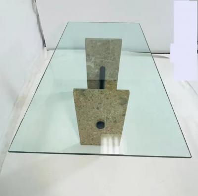 Vintage Marble Glass Dining Table Italy 1980s 