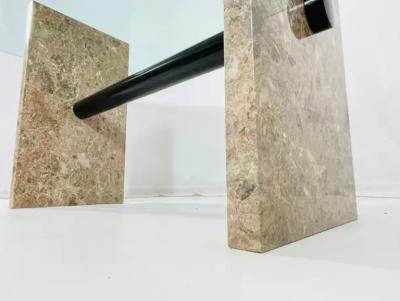 Vintage Marble Glass Dining Table Italy 1980s 