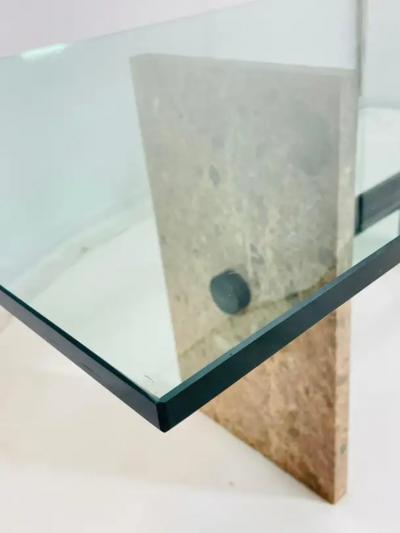 Vintage Marble Glass Dining Table Italy 1980s 