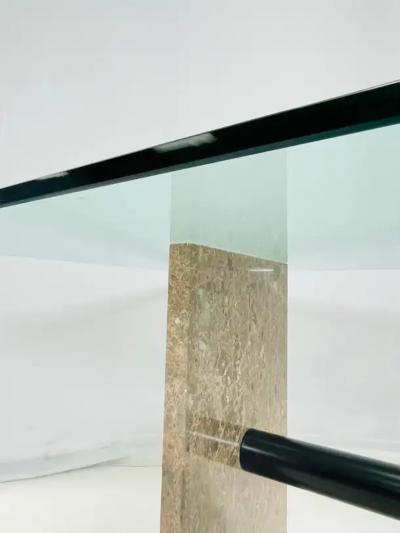 Vintage Marble Glass Dining Table Italy 1980s 