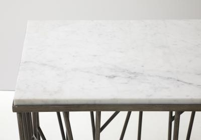Vintage Marble Top Steel Console Table
