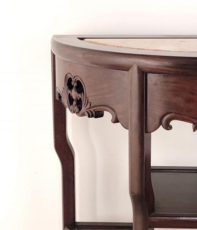 Vintage Marble and Rosewood Chinese Table circa 1980