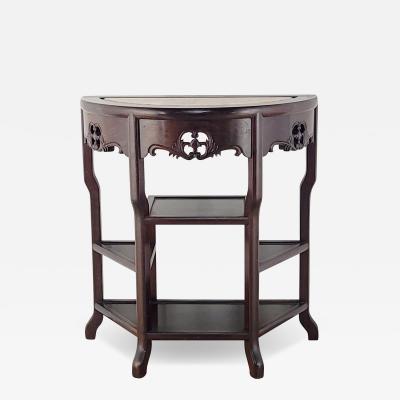 Vintage Marble and Rosewood Chinese Table circa 1980