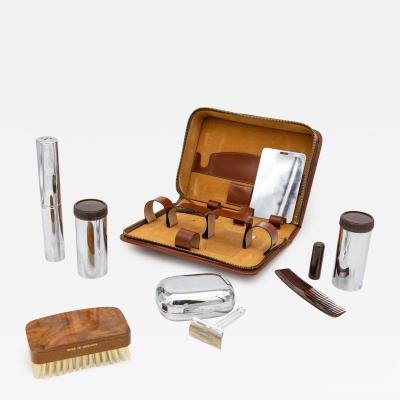 Vintage Mens Grooming Kit with Leather Case