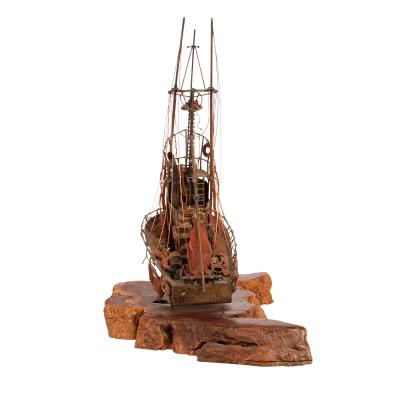 Vintage Metal Tug Boat Sculpture