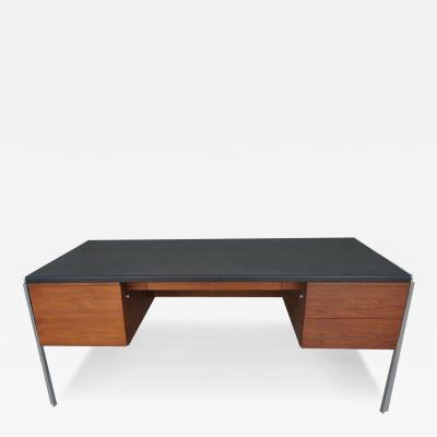 Vintage Mid Century 72 wide Stow Davis Leather Chrome Desk