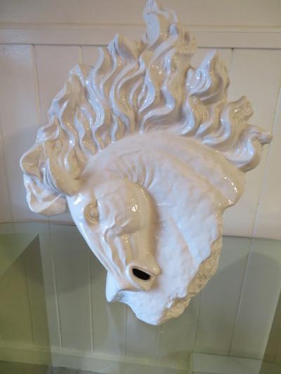 Vintage Mid Century Blanc De Chine White Porcelain Horse Head Bust