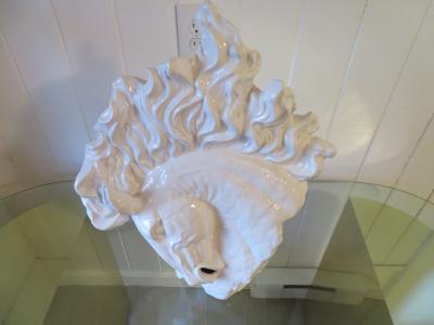 Vintage Mid Century Blanc De Chine White Porcelain Horse Head Bust