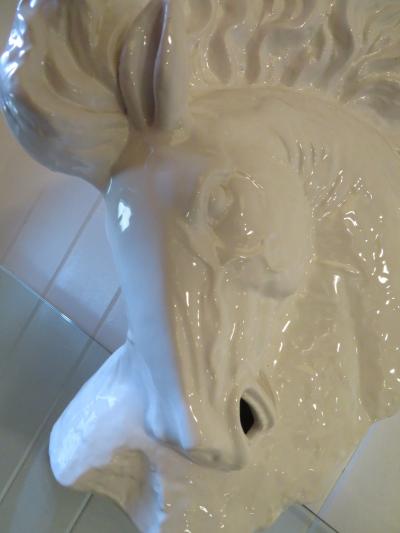 Vintage Mid Century Blanc De Chine White Porcelain Horse Head Bust