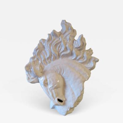 Vintage Mid Century Blanc De Chine White Porcelain Horse Head Bust