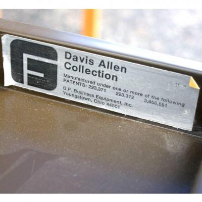 Vintage Mid Century GF Davis Allen Oak Desk with Stainless Legs and Trim