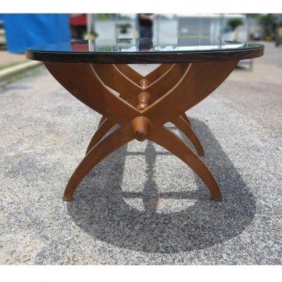 Vintage Mid Century Glass Top Rosewood Dining Table