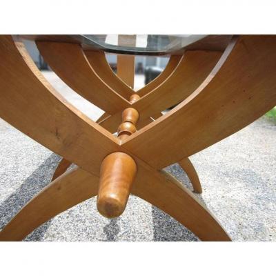 Vintage Mid Century Glass Top Rosewood Dining Table