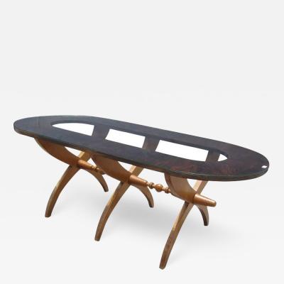 Vintage Mid Century Glass Top Rosewood Dining Table