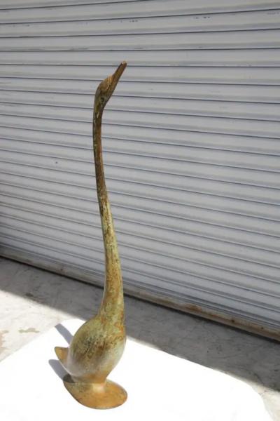 Vintage Mid Century Hollywood Regency Chinoiserie Style Brass Swan Figurine