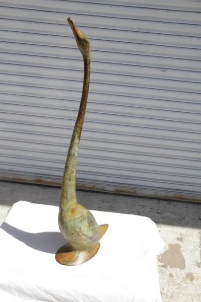 Vintage Mid Century Hollywood Regency Chinoiserie Style Brass Swan Figurine