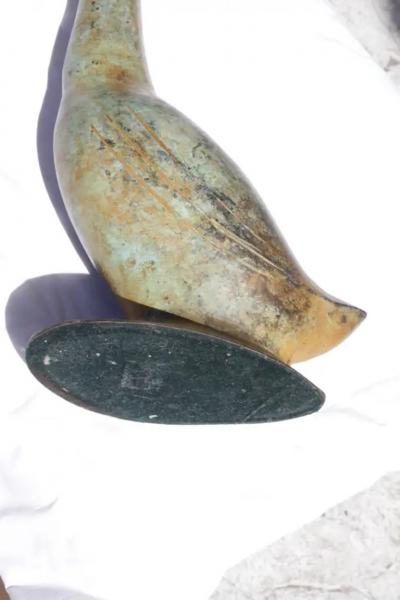 Vintage Mid Century Hollywood Regency Chinoiserie Style Brass Swan Figurine