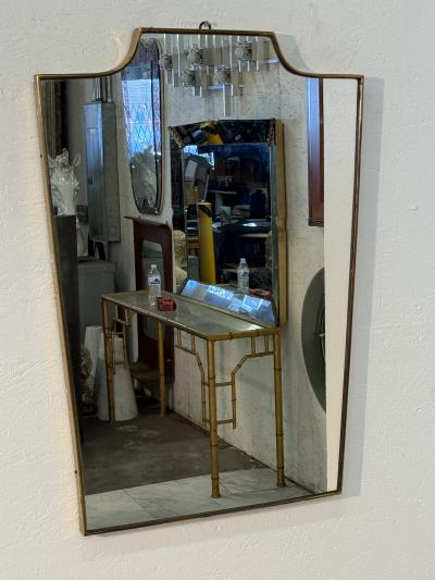 Vintage Mid Century Italian Brass Framed Mirror with Crown Detail 1960s