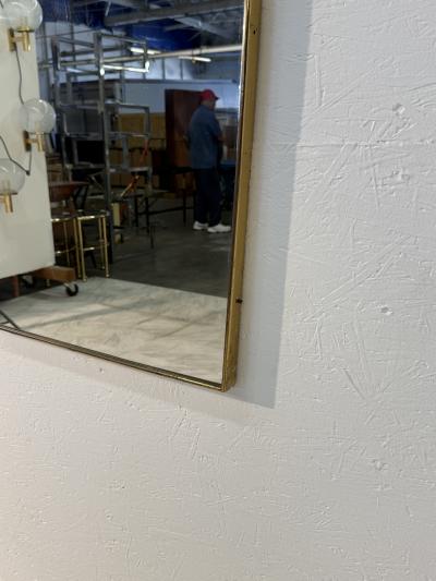 Vintage Mid Century Italian Brass Framed Mirror with Crown Detail 1960s