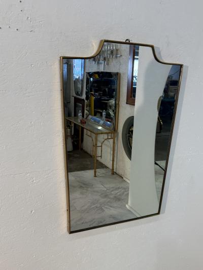 Vintage Mid Century Italian Brass Framed Mirror with Crown Detail 1960s