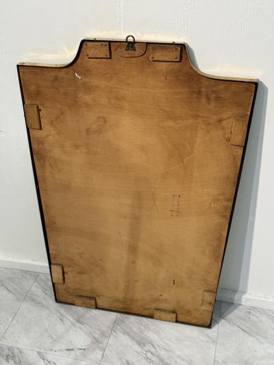 Vintage Mid Century Italian Brass Framed Mirror with Crown Detail 1960s