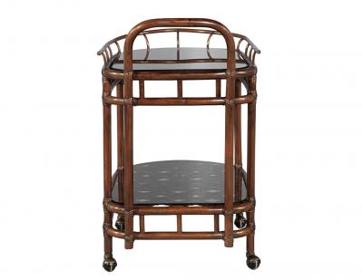 Vintage Mid Century Modern Bamboo and Rattan Bar Cart Circa 1970 s