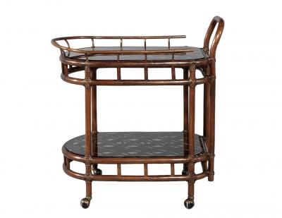 Vintage Mid Century Modern Bamboo and Rattan Bar Cart Circa 1970 s