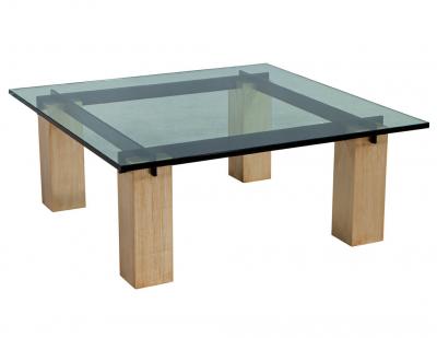 Vintage Mid Century Modern Glass Top Coffee Table