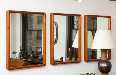 Vintage Mid Century Pinewood Mirror France c 1950s