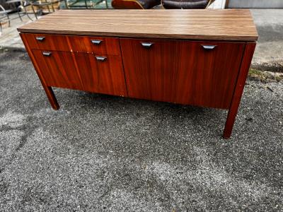 Vintage Mid Century Walnut and Laminate Top Credenza