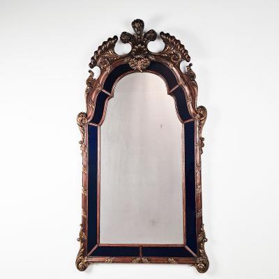 Vintage Mirror with Blue Glass Panels circa 1920