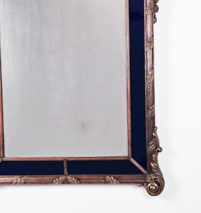 Vintage Mirror with Blue Glass Panels circa 1920