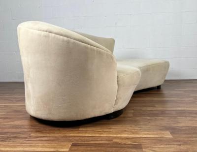 Vintage Modern Contemporary Curved Serpentine Sofa