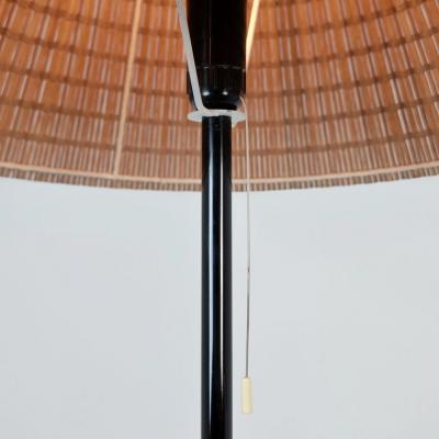 Vintage Modern Floor Lamp in Black Teak Rattan Finland 1960s