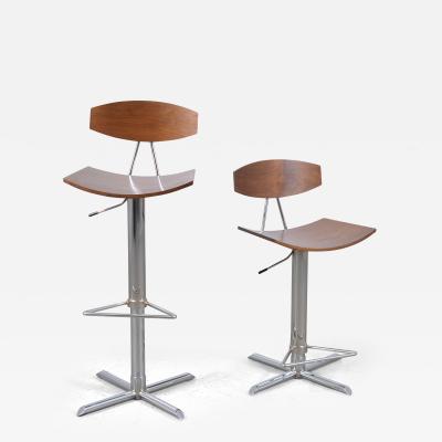 Vintage Modern Swivel Adjustable Bentwood Steel Barstools