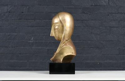 Vintage Modernist Brancusi Inspired Bust Sculpture