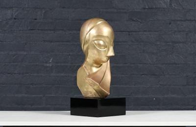 Vintage Modernist Brancusi Inspired Bust Sculpture