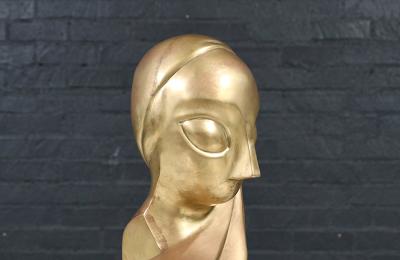 Vintage Modernist Brancusi Inspired Bust Sculpture